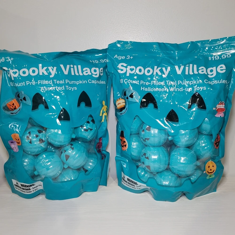2 Bags of Halloween Teal Pumpkin Surprise Capsules - 36 Total - Picture 3 of 9